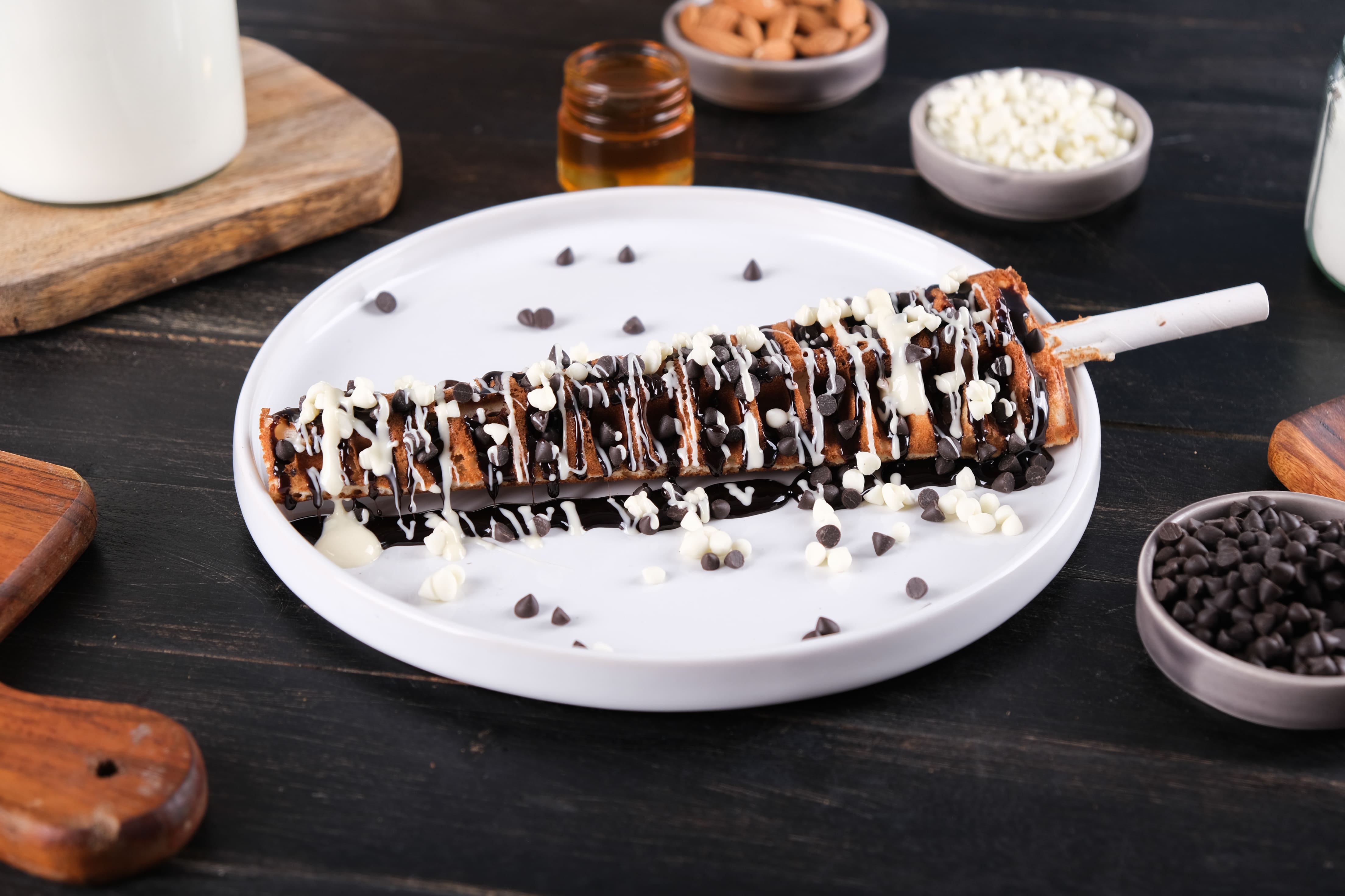 Black And White Choco Chips Waffle Stick